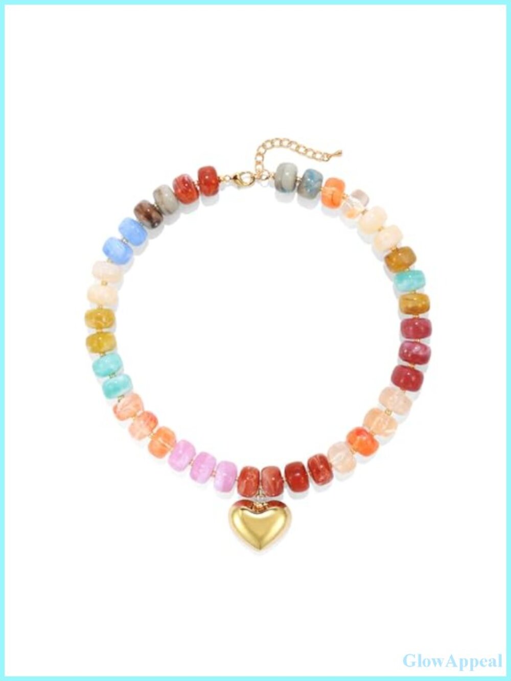 Chunky Acrylic Heart Beaded Statement Necklace Boho Y2K